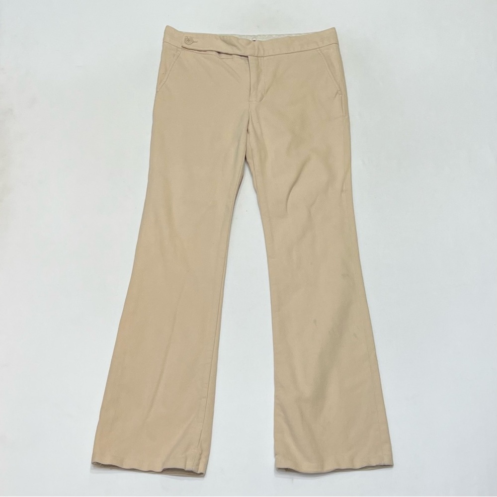 Marc Jacobs Womens Flare Pants Size 6 Beige Khaki Tan Wide Leg Trouser Mid Rise